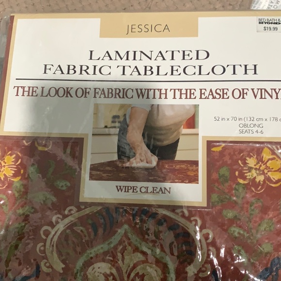 Laminated Fabric Tablecloth in package. - Picture 1 of 4